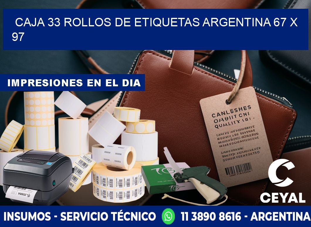 CAJA 33 ROLLOS DE ETIQUETAS ARGENTINA 67 x 97