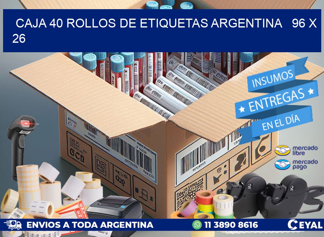 CAJA 40 ROLLOS DE ETIQUETAS ARGENTINA   96 x 26