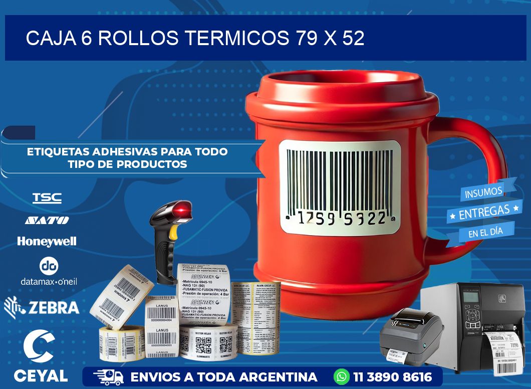 CAJA 6 ROLLOS TERMICOS 79 x 52
