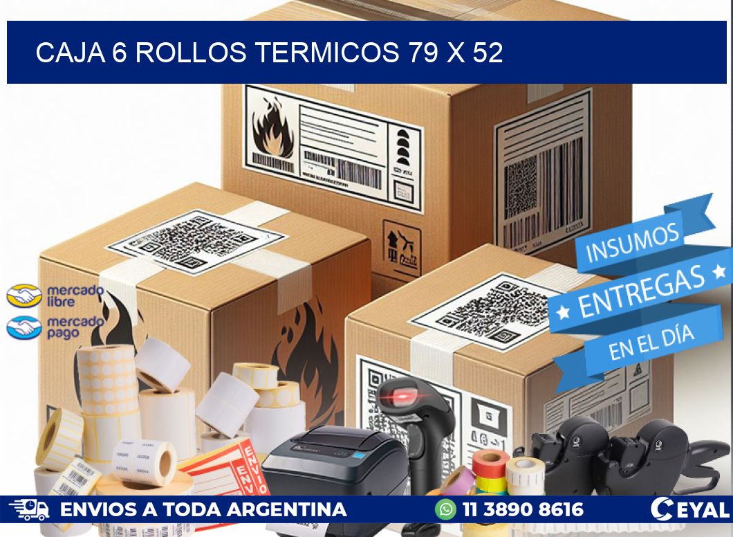 CAJA 6 ROLLOS TERMICOS 79 x 52