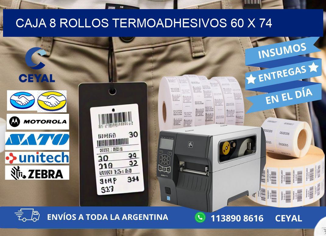 CAJA 8 ROLLOS TERMOADHESIVOS 60 x 74