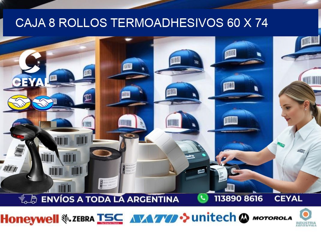 CAJA 8 ROLLOS TERMOADHESIVOS 60 x 74