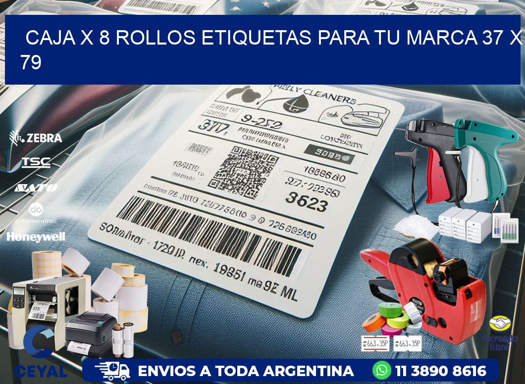 Caja X 8 Rollos Etiquetas para tu marca 37 x 79