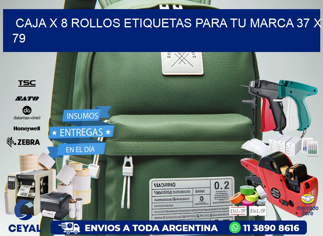 Caja X 8 Rollos Etiquetas para tu marca 37 x 79