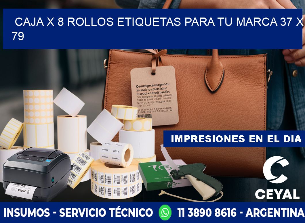 Caja X 8 Rollos Etiquetas para tu marca 37 x 79