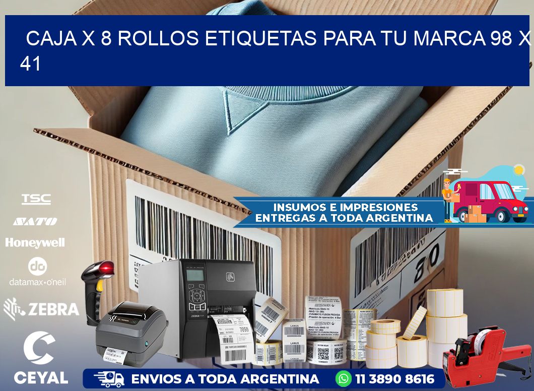 Caja X 8 Rollos Etiquetas para tu marca 98 x 41