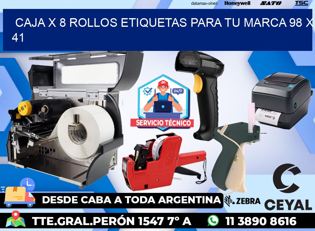 Caja X 8 Rollos Etiquetas para tu marca 98 x 41
