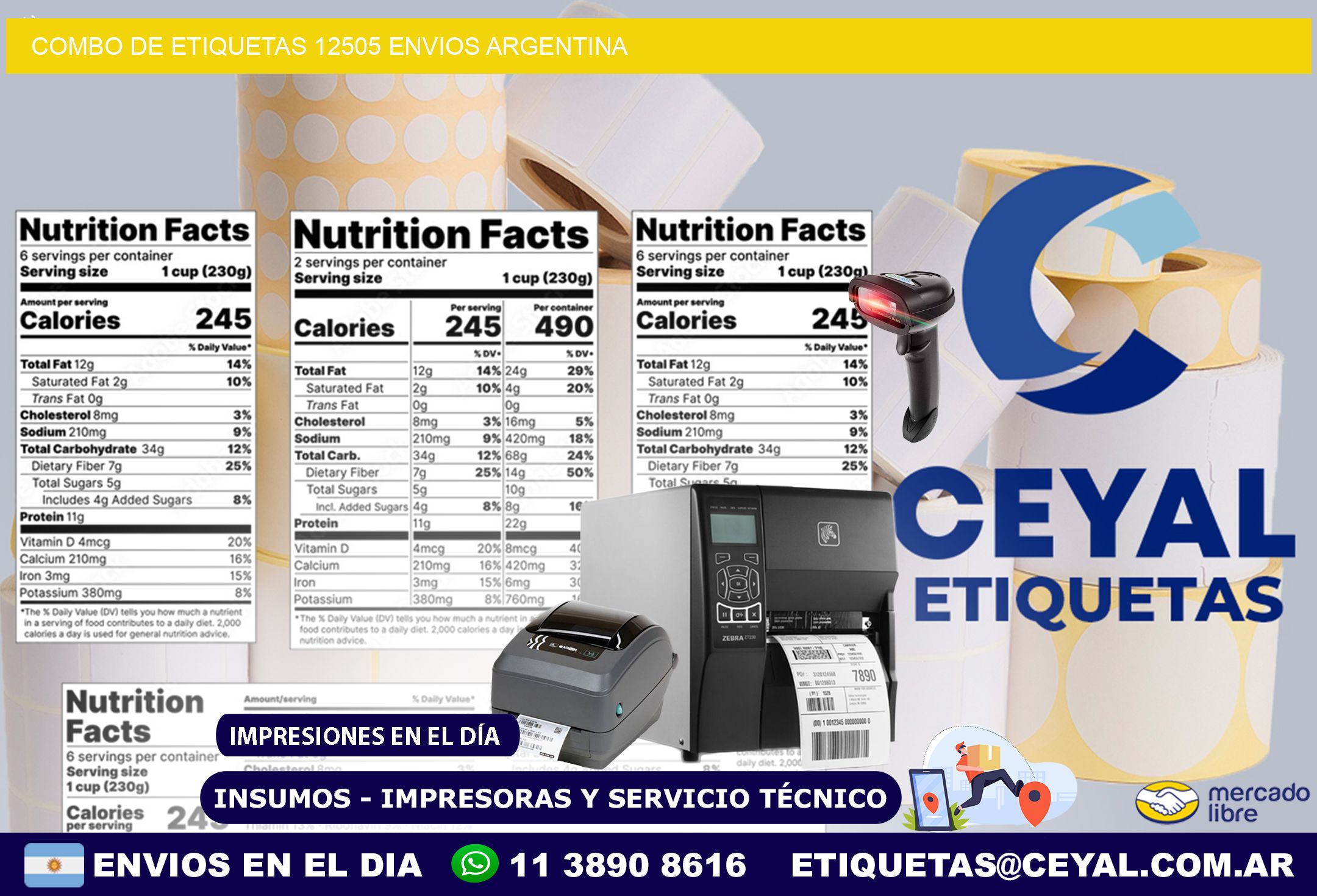 Combo de etiquetas 12505 ENVIOS ARGENTINA