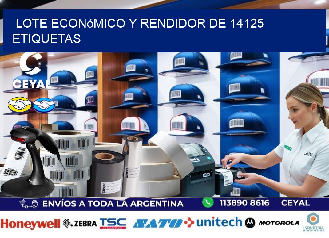Lote económico y rendidor de 14125 etiquetas