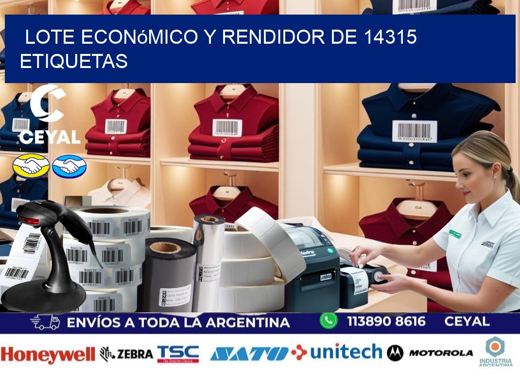Lote económico y rendidor de 14315 etiquetas