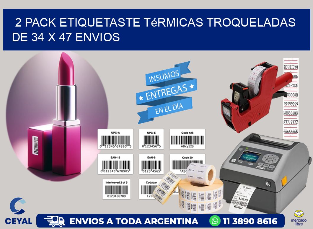 2 pack etiquetaste Térmicas Troqueladas De 34 x 47 ENVIOS