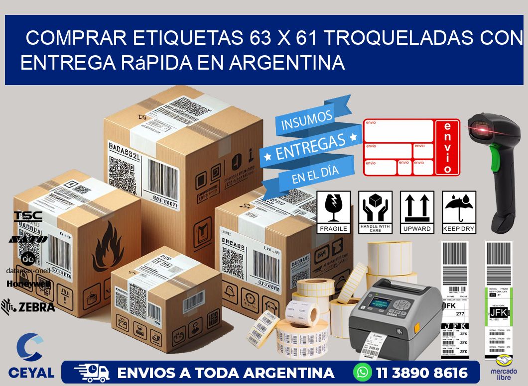 Comprar etiquetas 63 x 61 troqueladas con entrega rápida en Argentina