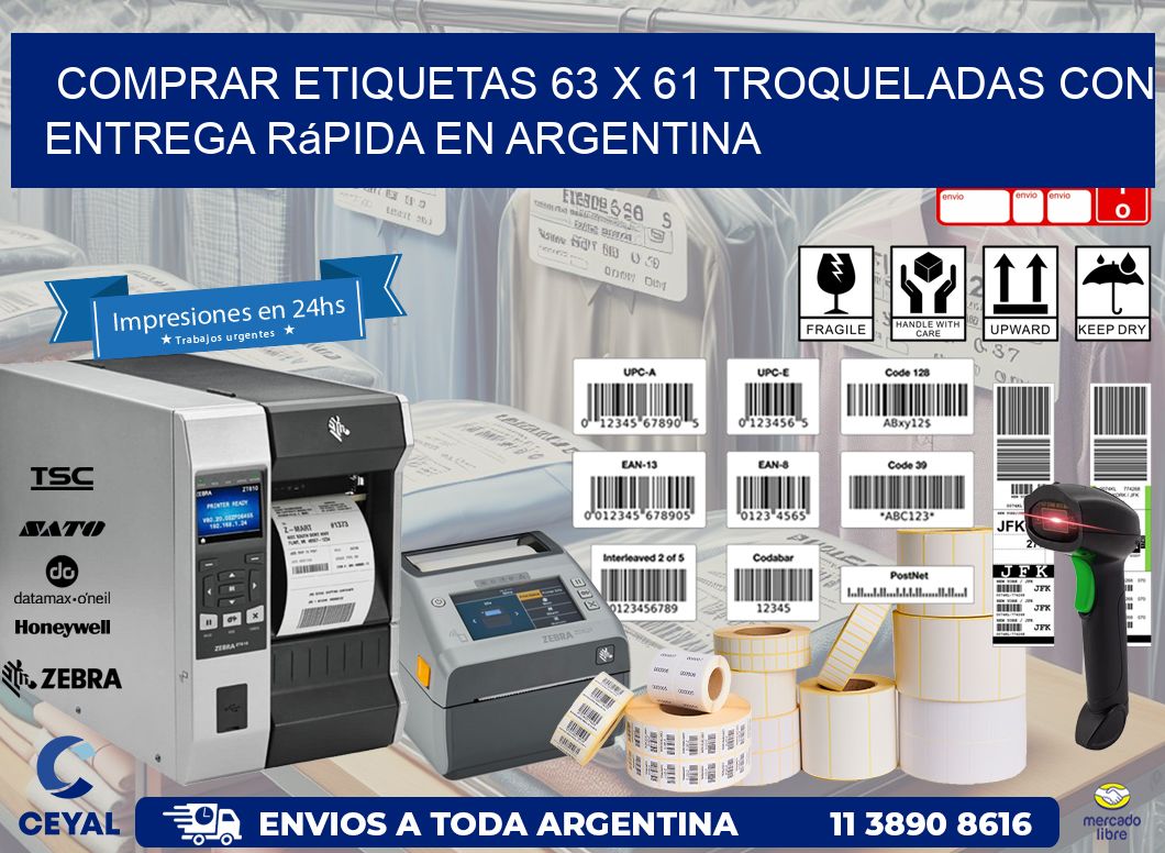 Comprar etiquetas 63 x 61 troqueladas con entrega rápida en Argentina