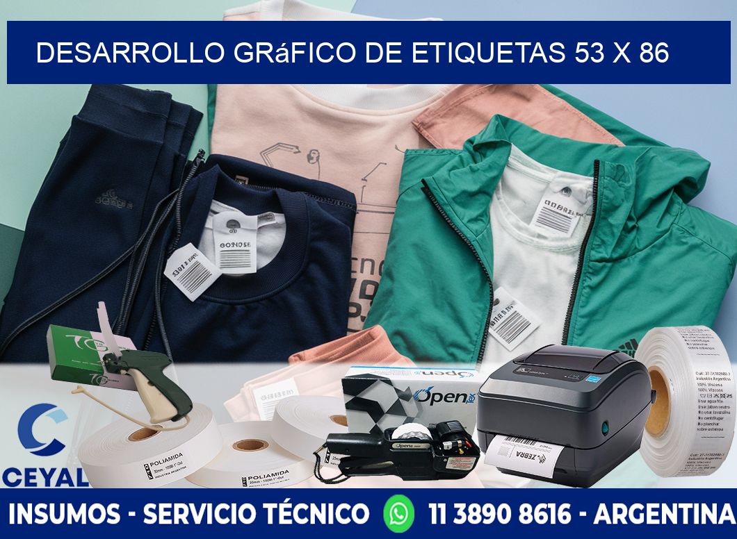 Desarrollo gráfico de etiquetas 53 x 86