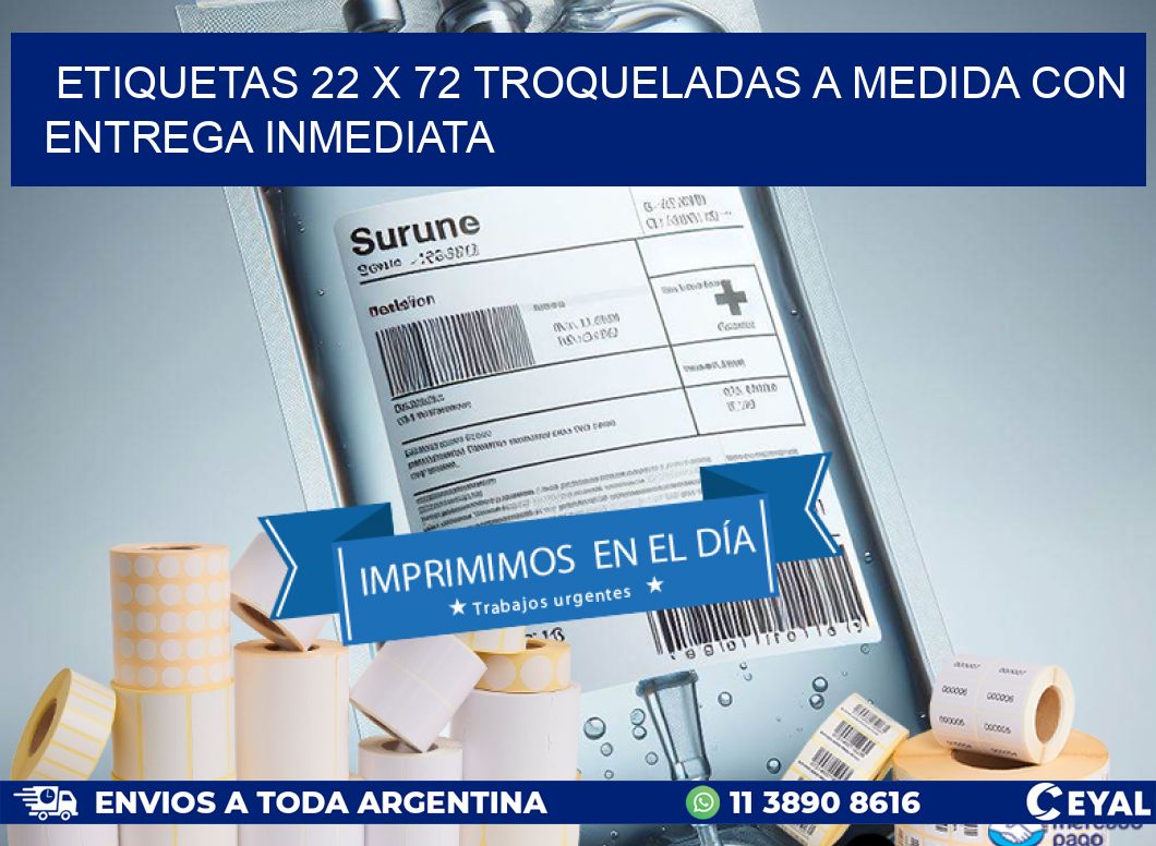 Etiquetas 22 x 72 troqueladas a medida con entrega inmediata