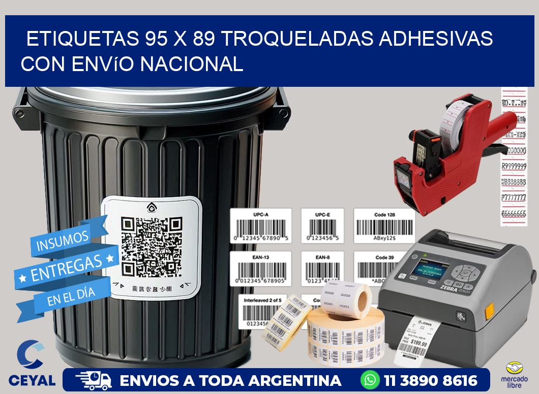 Etiquetas 95 x 89 troqueladas adhesivas con envío nacional