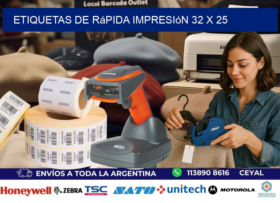 Etiquetas de rápida impresión 32 x 25