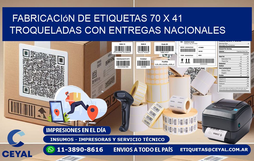 Fabricación de etiquetas 70 x 41 troqueladas con entregas nacionales