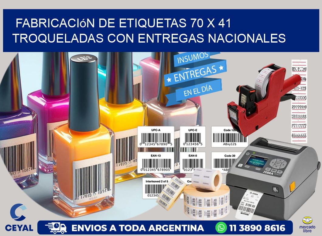 Fabricación de etiquetas 70 x 41 troqueladas con entregas nacionales