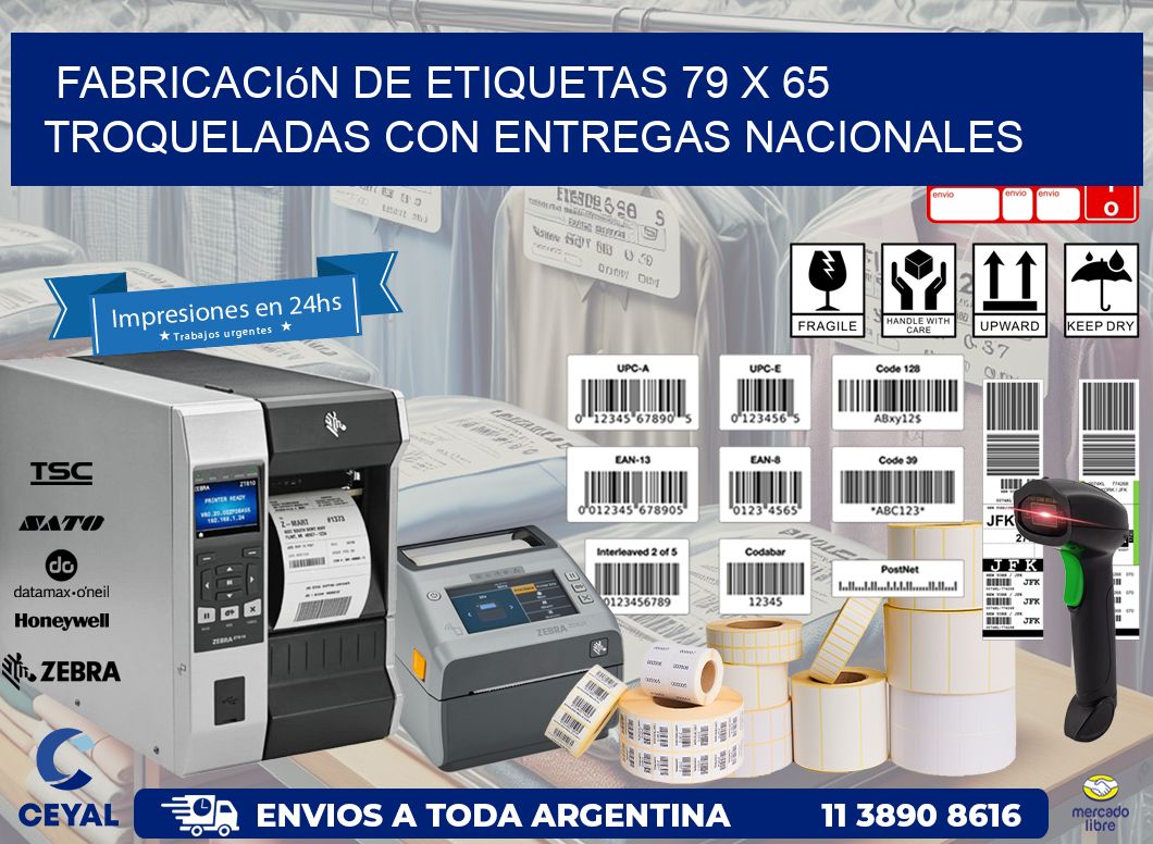 Fabricación de etiquetas 79 x 65 troqueladas con entregas nacionales