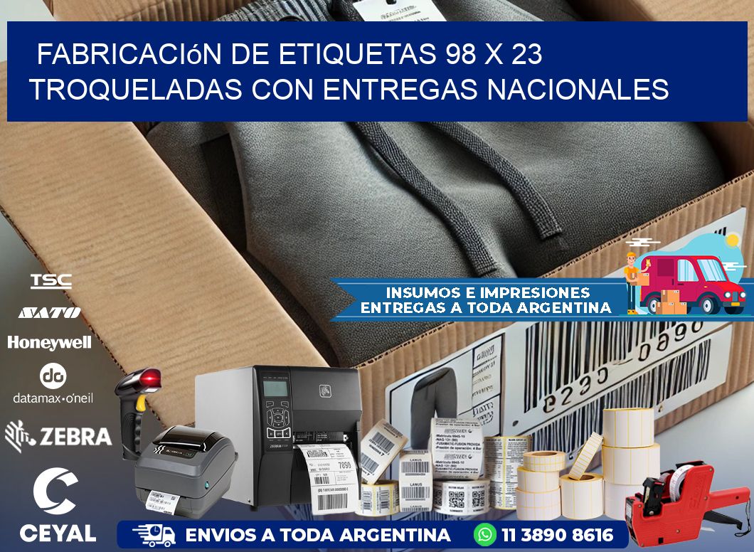 Fabricación de etiquetas 98 x 23 troqueladas con entregas nacionales