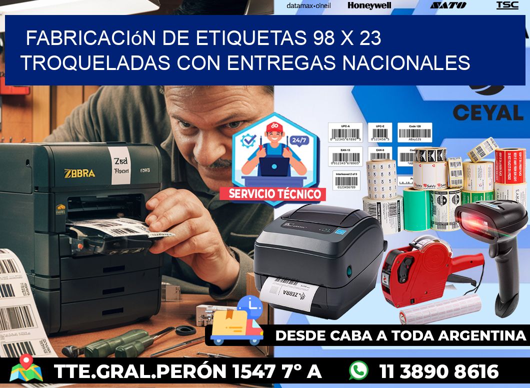 Fabricación de etiquetas 98 x 23 troqueladas con entregas nacionales