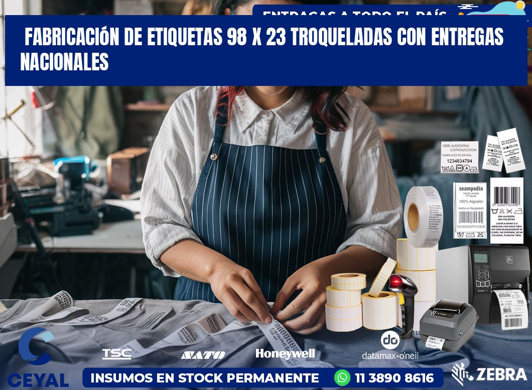 Fabricación de etiquetas 98 x 23 troqueladas con entregas nacionales
