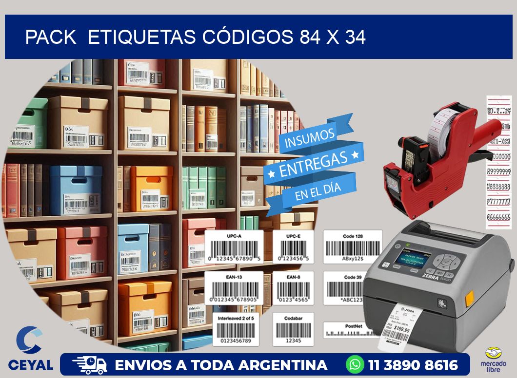 Pack  ETIQUETAS CÓDIGOS 84 x 34