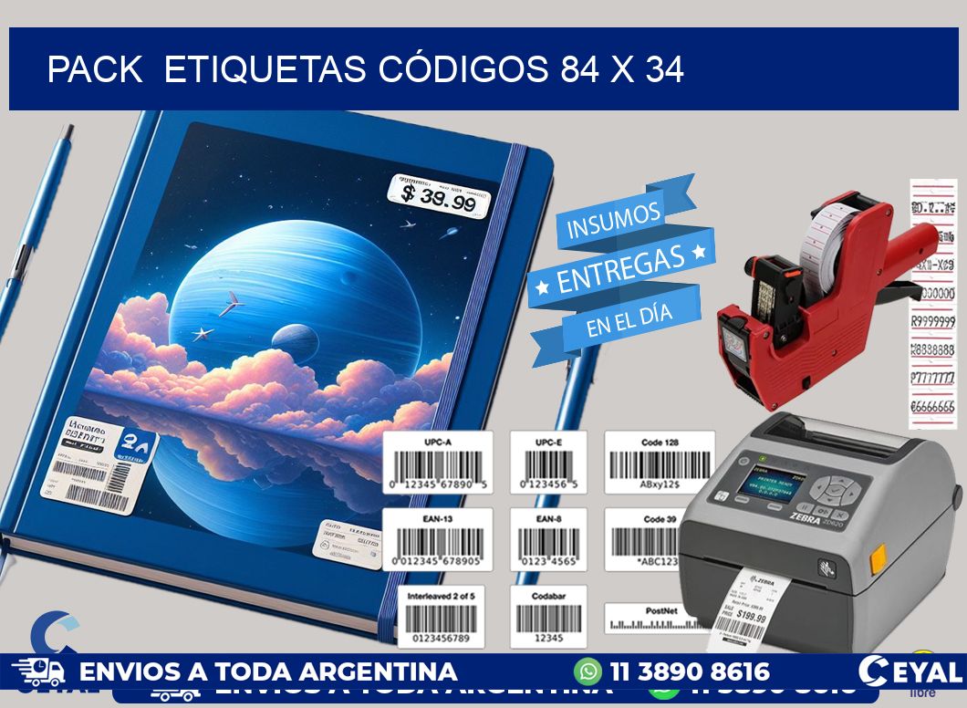 Pack  ETIQUETAS CÓDIGOS 84 x 34