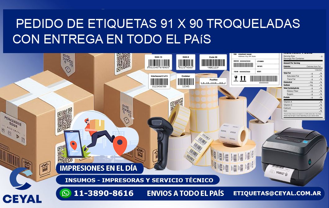 Pedido de etiquetas 91 x 90 troqueladas con entrega en todo el país