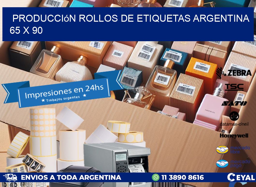 Producción ROLLOS DE ETIQUETAS ARGENTINA 65 x 90
