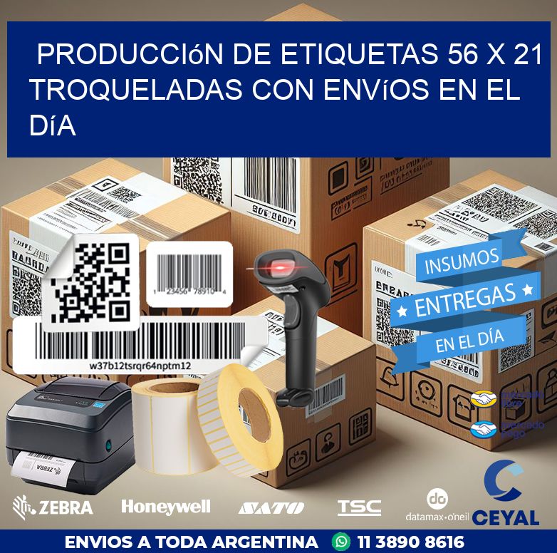 Producción de etiquetas 56 x 21 troqueladas con envíos en el día