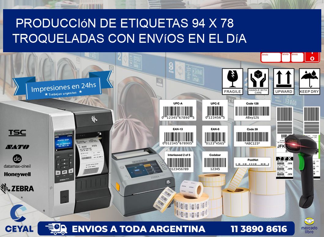 Producción de etiquetas 94 x 78 troqueladas con envíos en el día