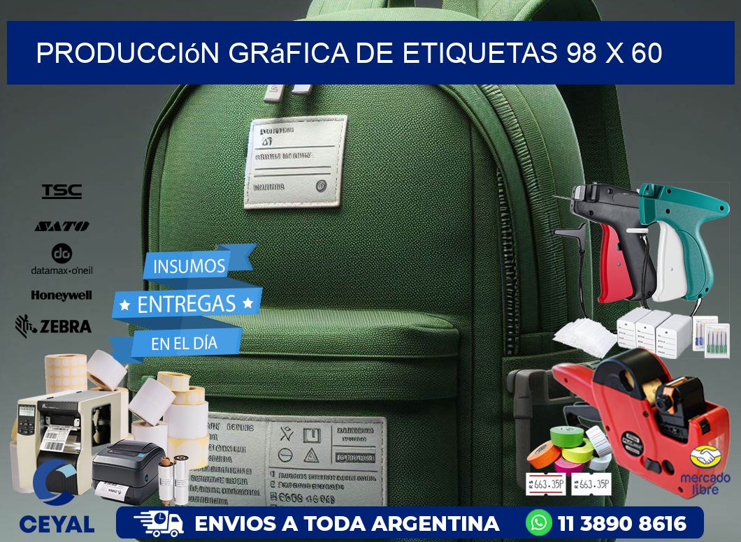 Producción gráfica de etiquetas 98 x 60