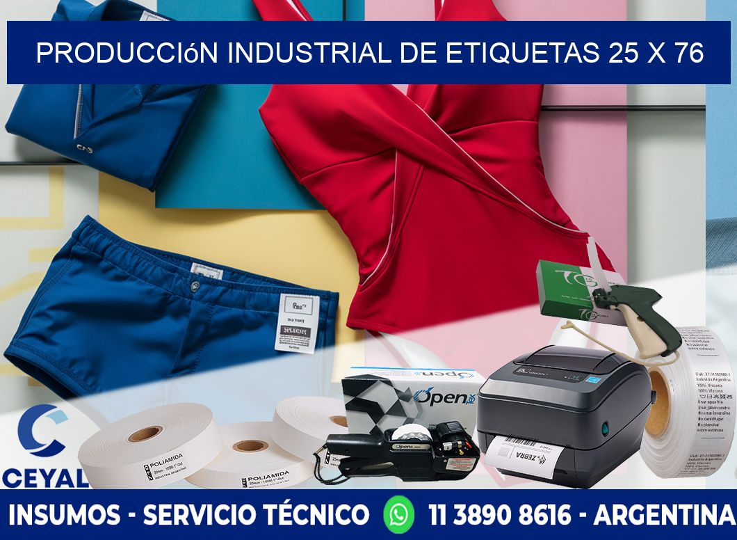 Producción industrial de etiquetas 25 x 76