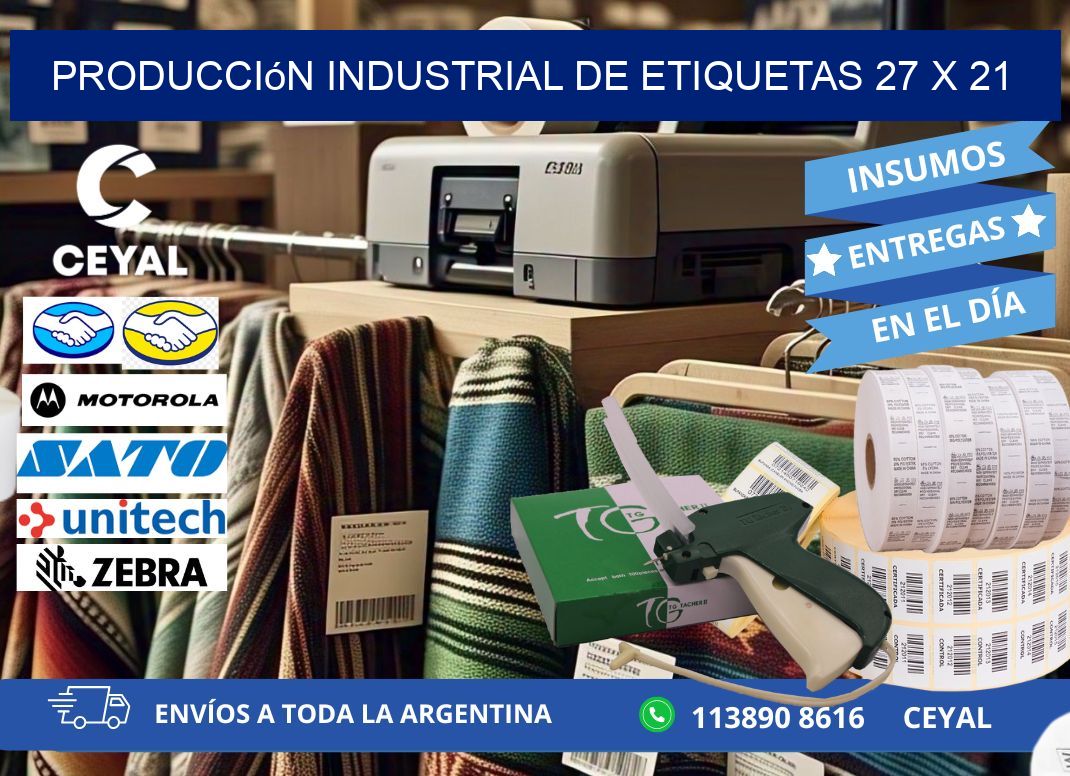 Producción industrial de etiquetas 27 x 21