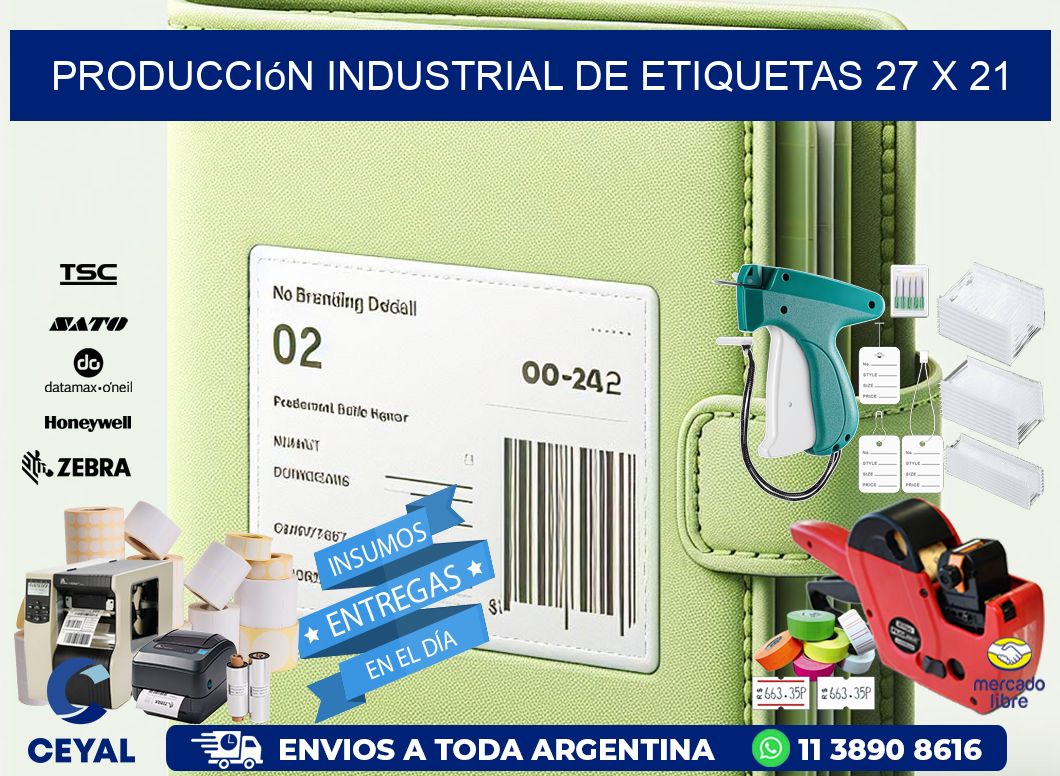 Producción industrial de etiquetas 27 x 21