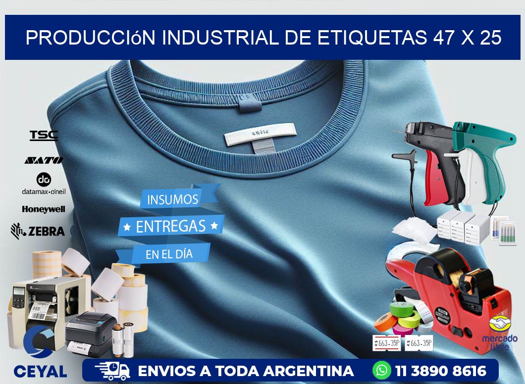 Producción industrial de etiquetas 47 x 25