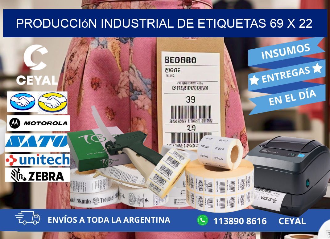 Producción industrial de etiquetas 69 x 22