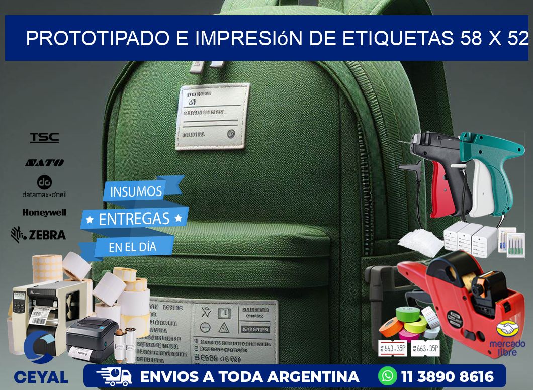 Prototipado e impresión de etiquetas 58 x 52