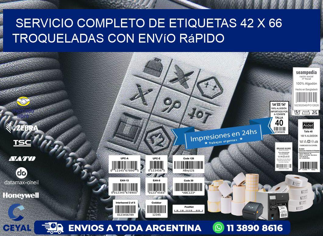 Servicio completo de etiquetas 42 x 66 troqueladas con envío rápido