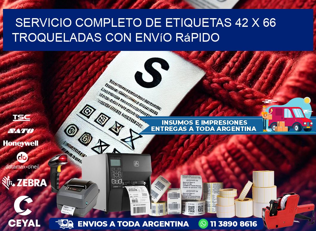 Servicio completo de etiquetas 42 x 66 troqueladas con envío rápido