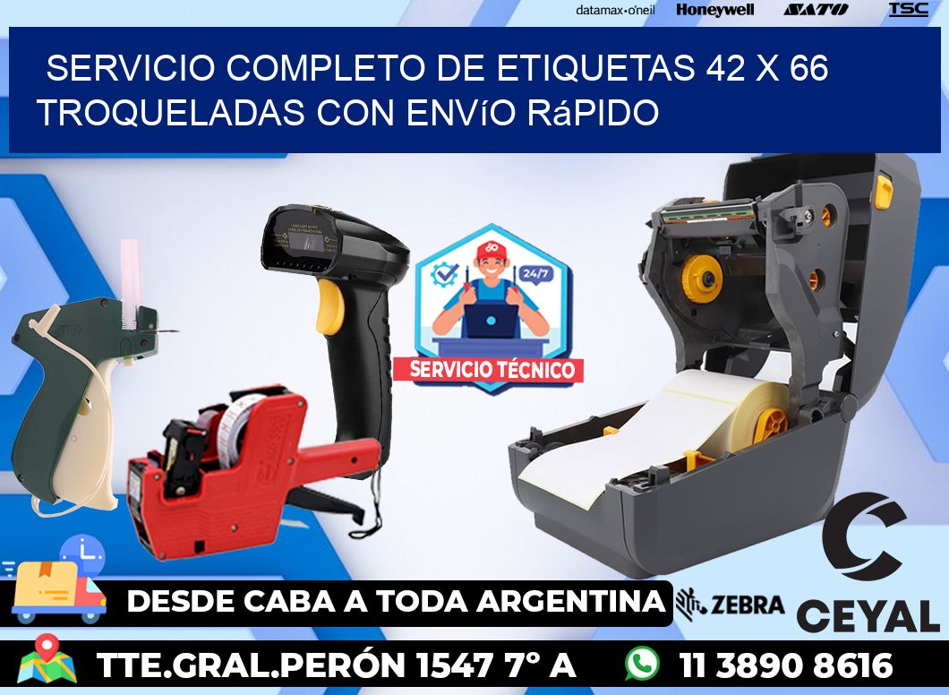 Servicio completo de etiquetas 42 x 66 troqueladas con envío rápido
