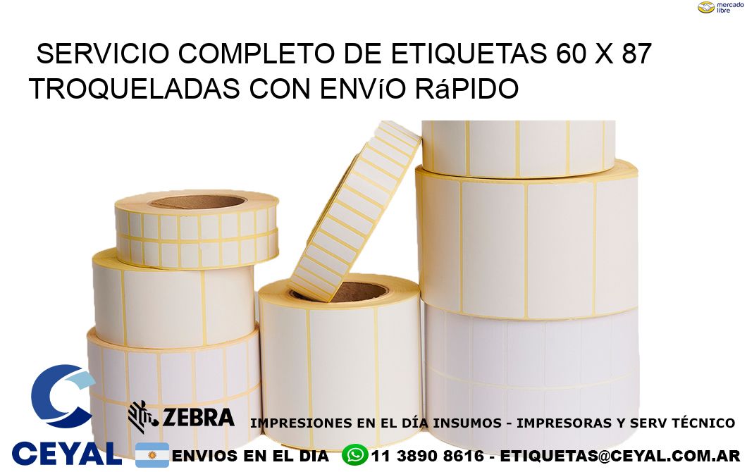 Servicio completo de etiquetas 60 x 87 troqueladas con envío rápido
