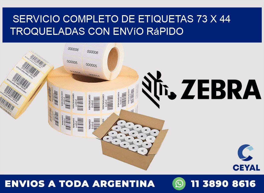 Servicio completo de etiquetas 73 x 44 troqueladas con envío rápido