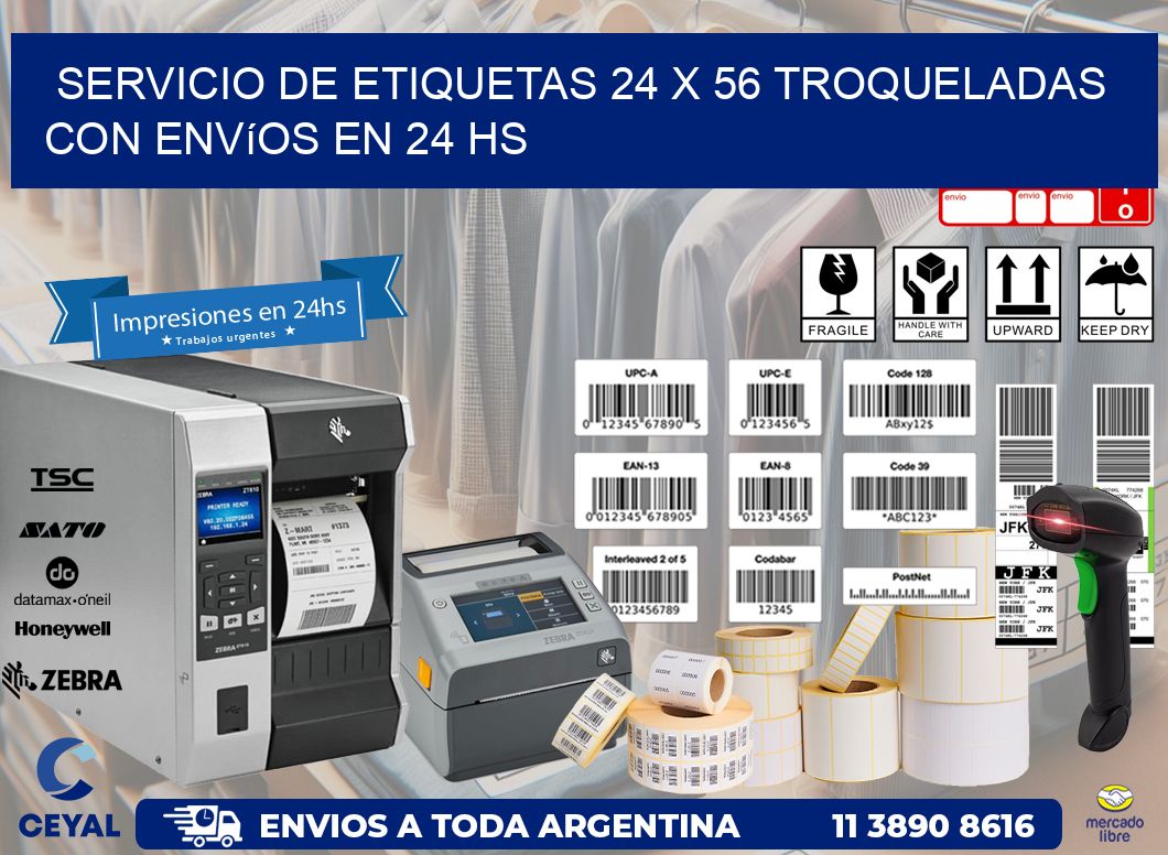 Servicio de etiquetas 24 x 56 troqueladas con envíos en 24 hs