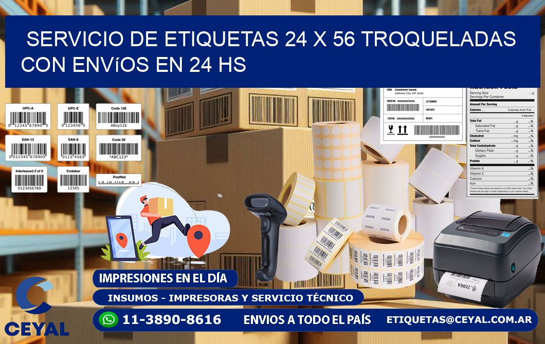 Servicio de etiquetas 24 x 56 troqueladas con envíos en 24 hs
