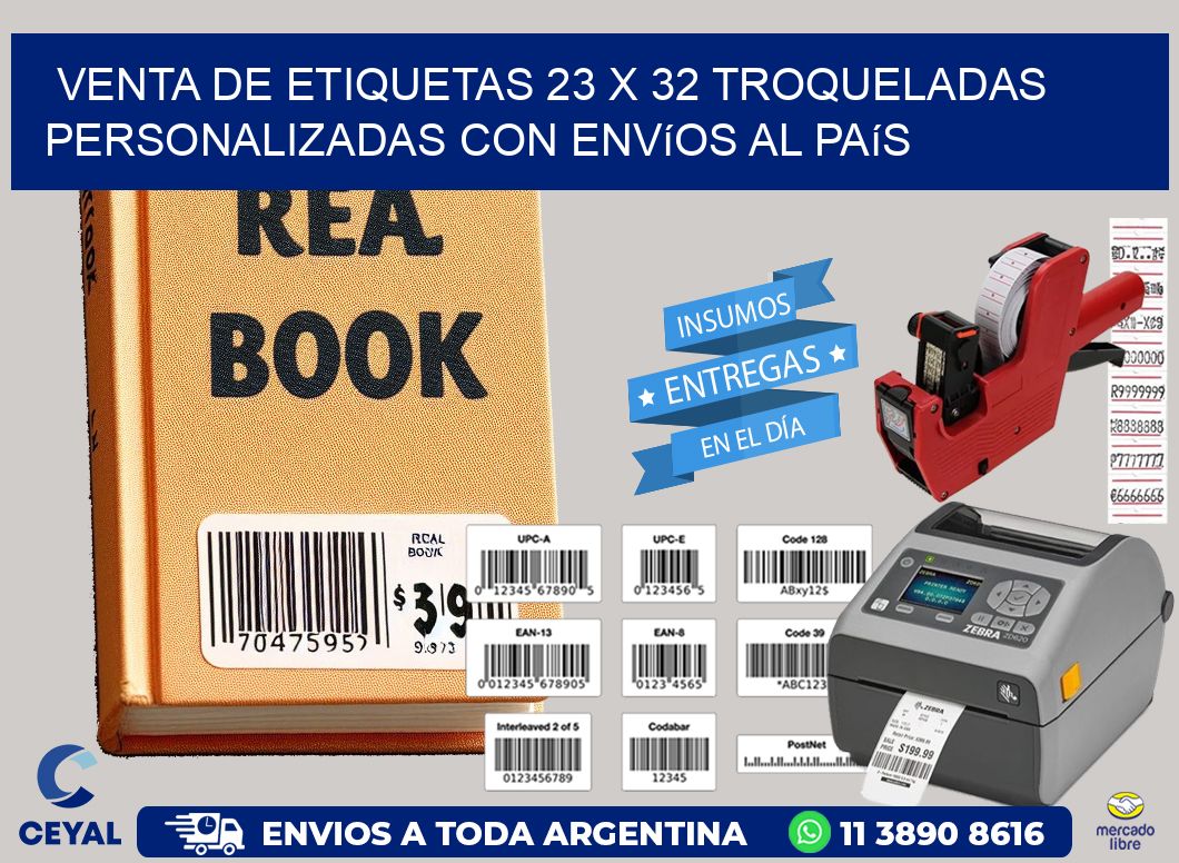 Venta de etiquetas 23 x 32 troqueladas personalizadas con envíos al país