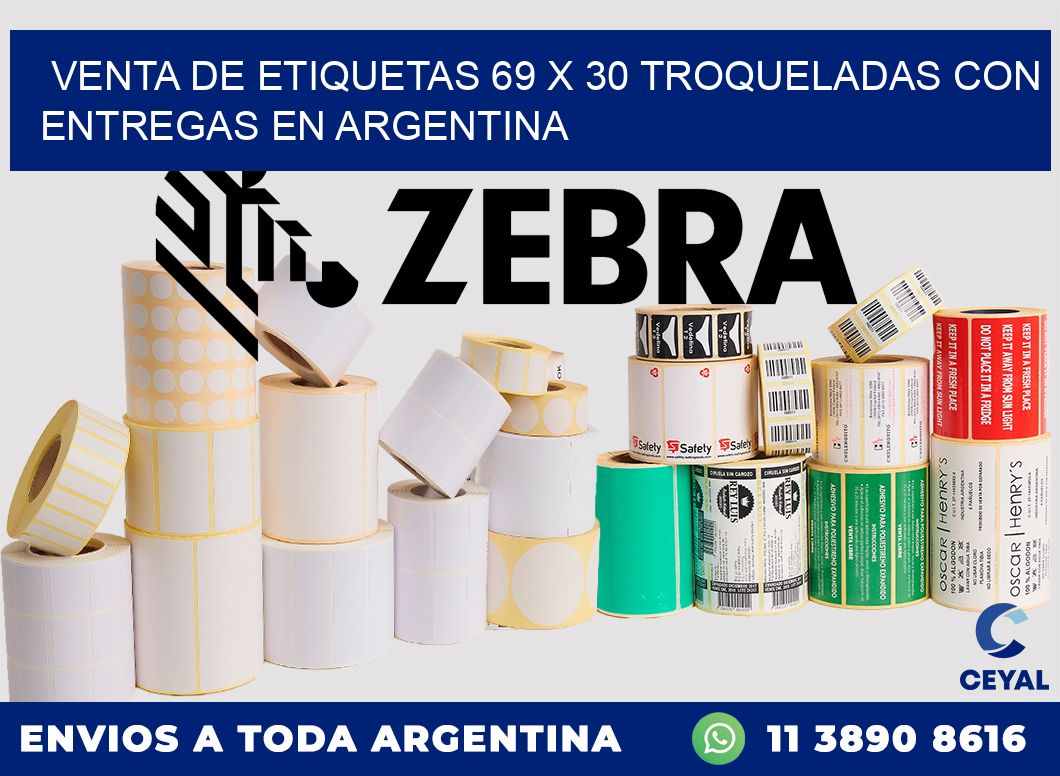 Venta de etiquetas 69 x 30 troqueladas con entregas en Argentina
