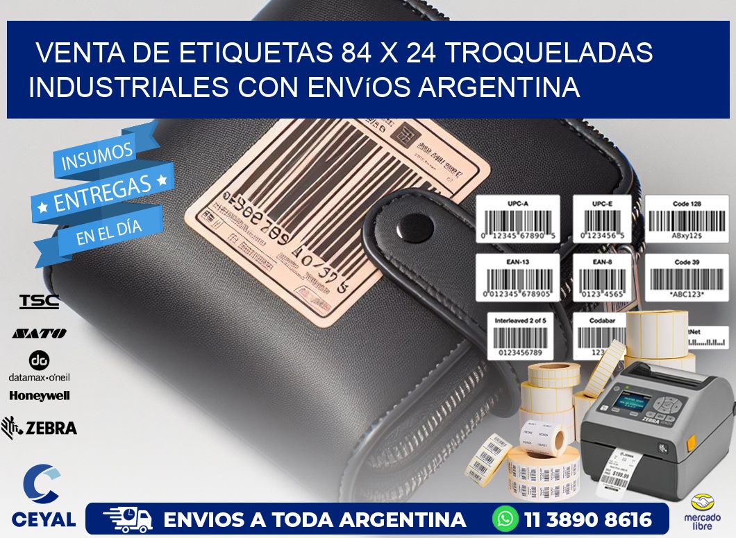 Venta de etiquetas 84 x 24 troqueladas industriales con envíos Argentina